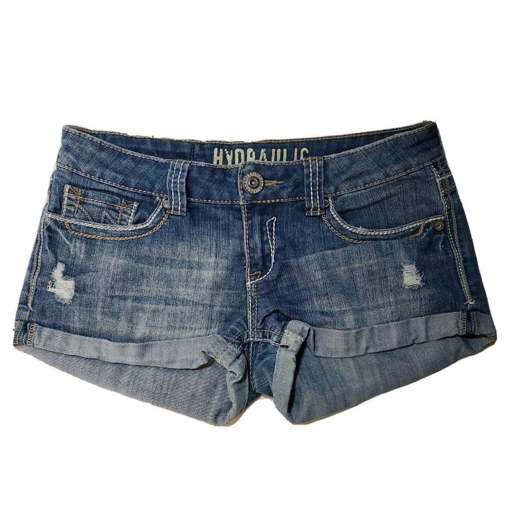 Hydraulic Womens Designer Blue Denim Shorts Size 7